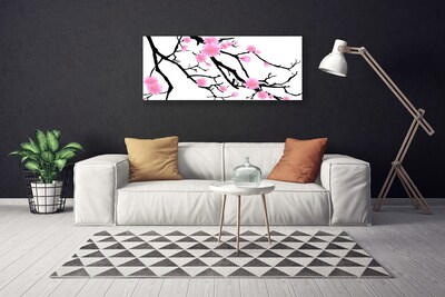 Canvas print Branches flowers art brown pink