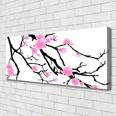 Canvas print Branches flowers art brown pink