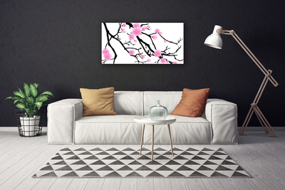 Canvas print Branches flowers art brown pink