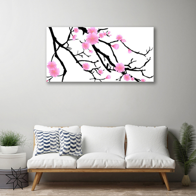 Canvas print Branches flowers art brown pink