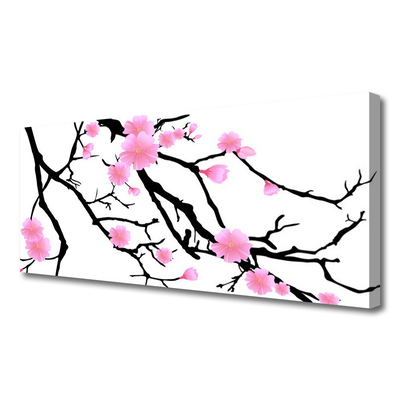 Canvas print Branches flowers art brown pink