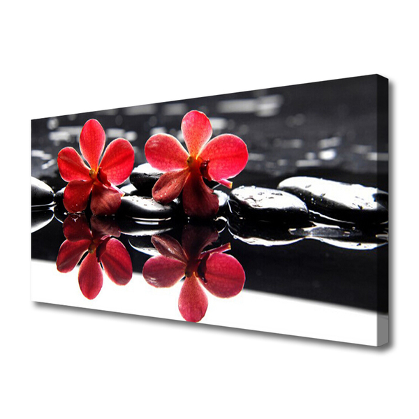 Canvas print Flower stones floral red black