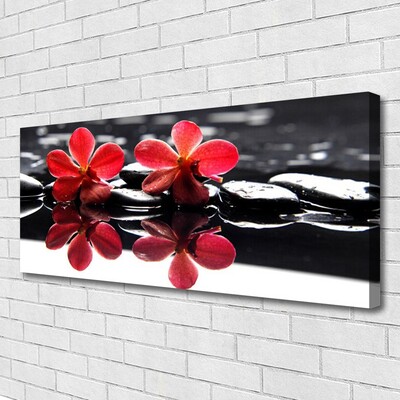 Canvas print Flower stones floral red black