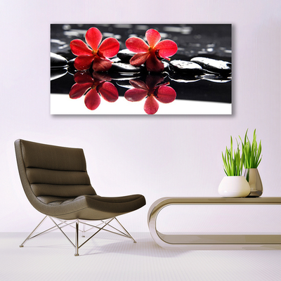 Canvas print Flower stones floral red black