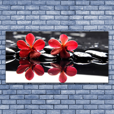 Canvas print Flower stones floral red black