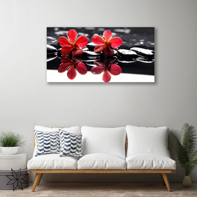 Canvas print Flower stones floral red black