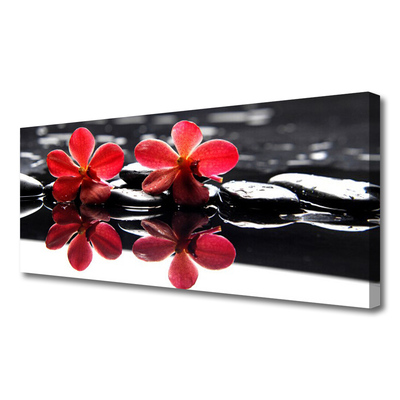 Canvas print Flower stones floral red black