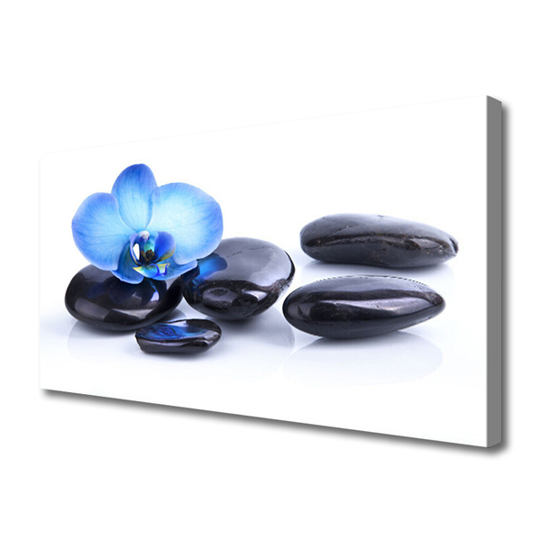 Canvas print Flower stones art blue black