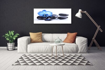 Canvas print Flower stones art blue black