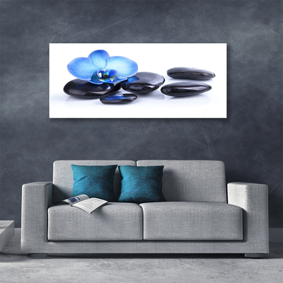 Canvas print Flower stones art blue black