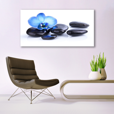 Canvas print Flower stones art blue black