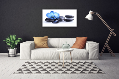 Canvas print Flower stones art blue black