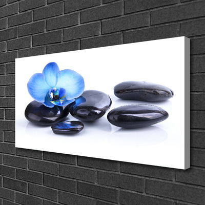 Canvas print Flower stones art blue black