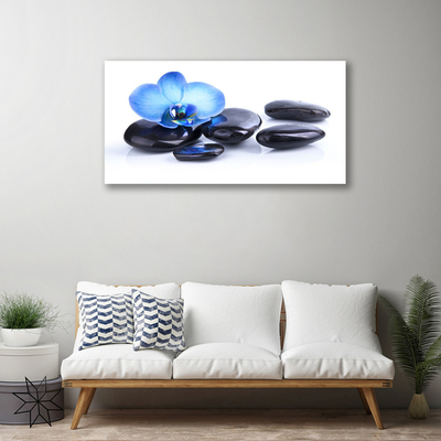 Canvas print Flower stones art blue black