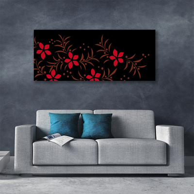 Canvas print Flowers art red yellow