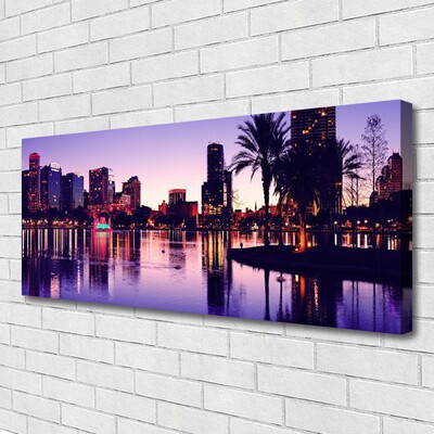 Canvas print City houses purple black