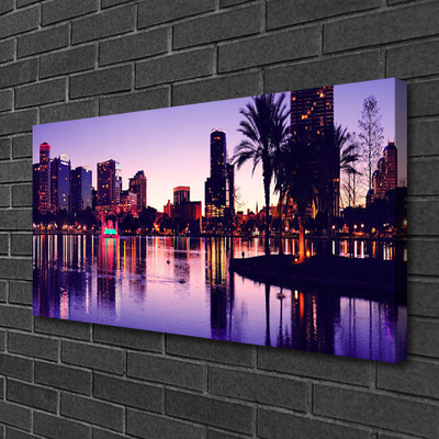 Canvas print City houses purple black