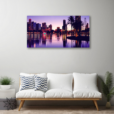 Canvas print City houses purple black