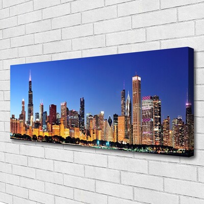 Canvas print City houses yellow brown blue