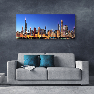 Canvas print City houses yellow brown blue