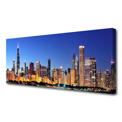 Canvas print City houses yellow brown blue