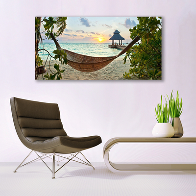 Canvas print Beach hammock landscape brown green