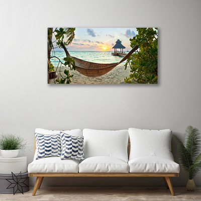 Canvas print Beach hammock landscape brown green