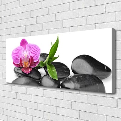 Canvas print Flower stones art pink black