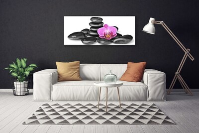 Canvas print Flower stones art pink black