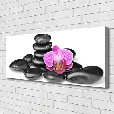 Canvas print Flower stones art pink black