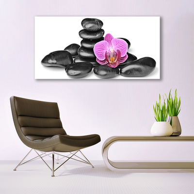 Canvas print Flower stones art pink black