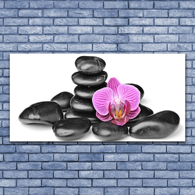 Canvas print Flower stones art pink black