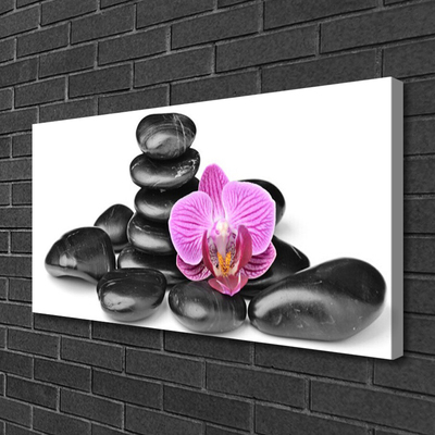 Canvas print Flower stones art pink black