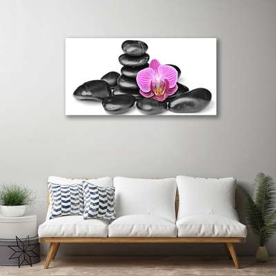 Canvas print Flower stones art pink black