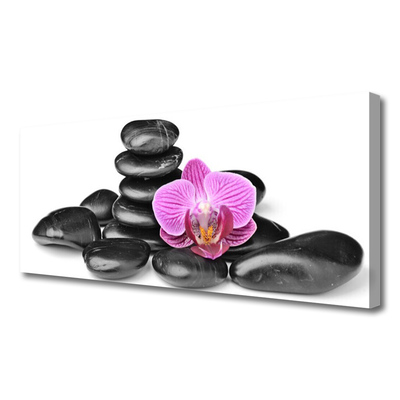 Canvas print Flower stones art pink black