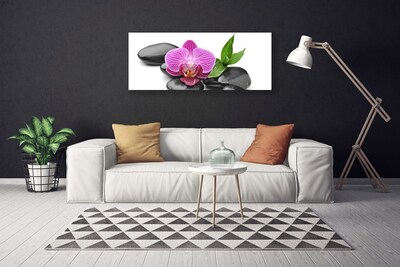 Canvas print Flower stones art pink black