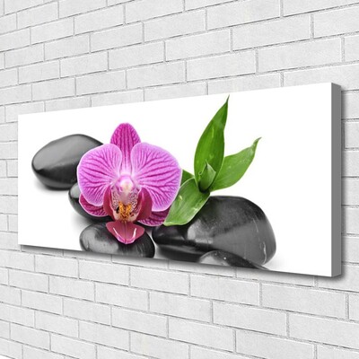 Canvas print Flower stones art pink black