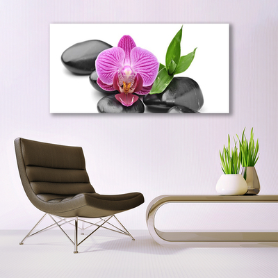 Canvas print Flower stones art pink black