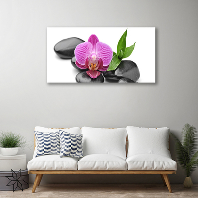 Canvas print Flower stones art pink black