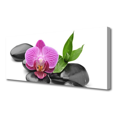 Canvas print Flower stones art pink black