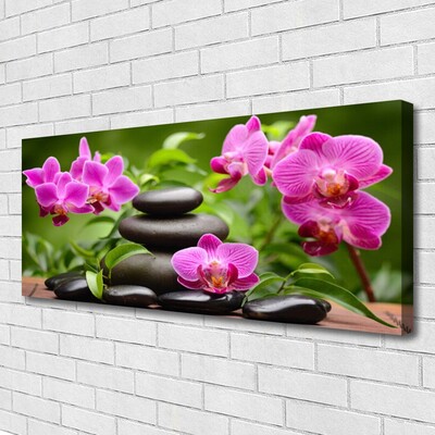 Canvas print Flower stones art pink black