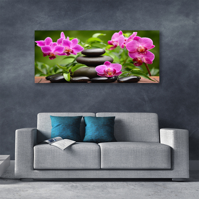 Canvas print Flower stones art pink black