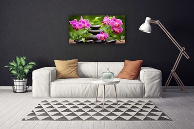 Canvas print Flower stones art pink black