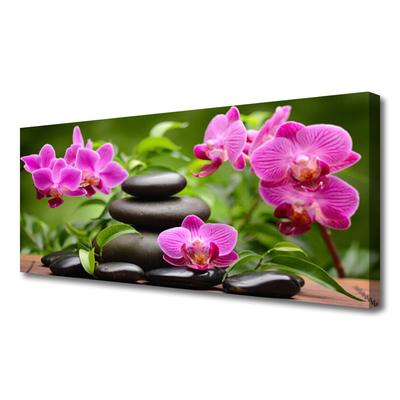 Canvas print Flower stones art pink black