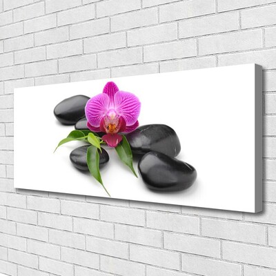 Canvas print Flower stones art pink black