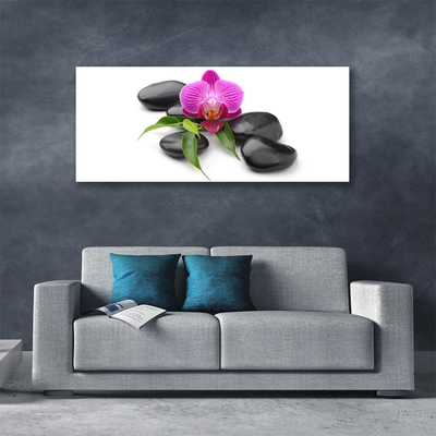 Canvas print Flower stones art pink black