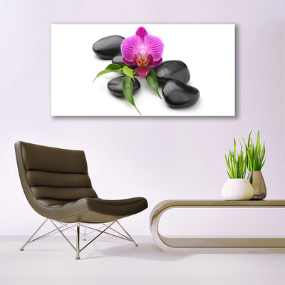 Canvas print Flower stones art pink black