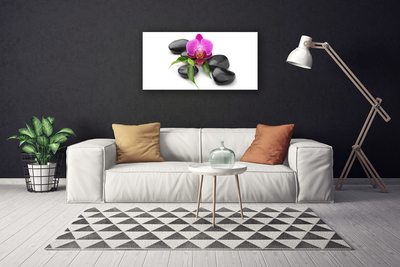 Canvas print Flower stones art pink black