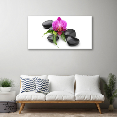 Canvas print Flower stones art pink black