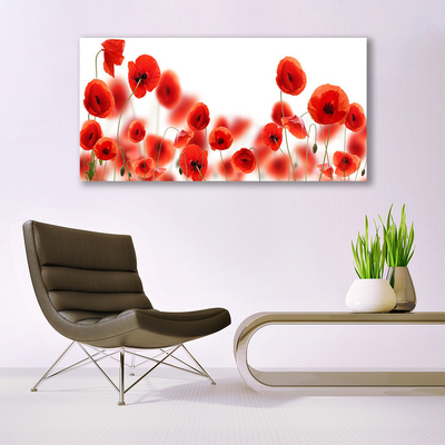 Canvas print Poppies floral red green